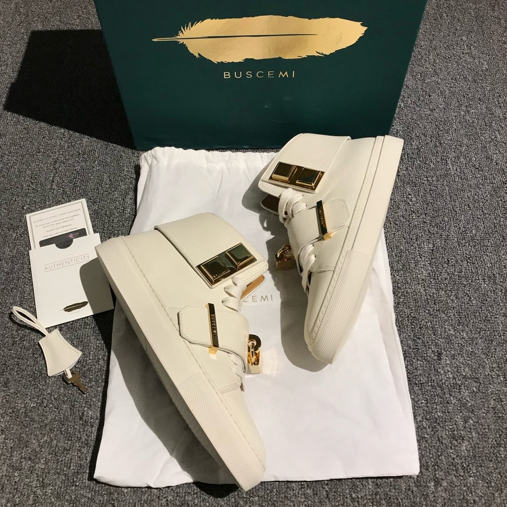Buscemi Grained Leather High Top Sneaker Offwhite 100mm NIB EU39